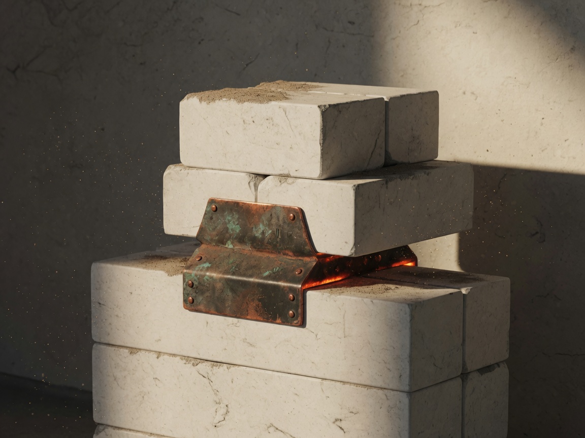 Stacked limestone with a copper metal joint